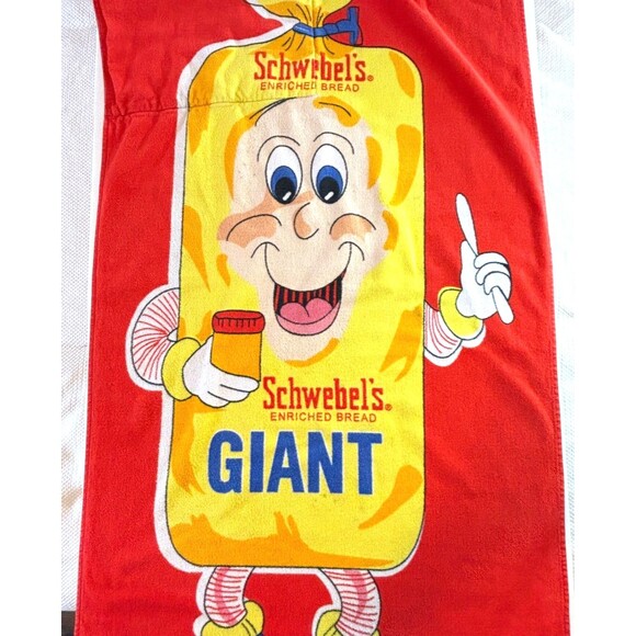 Schwebels Bread Mascot‎ Beach Towel In a Bag Cotton Hilasal 100% Cotton Vintage - Picture 11 of 16